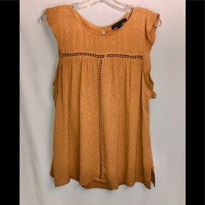 Harlowe & Graham Sleeveless Crochet Inset Blouse M